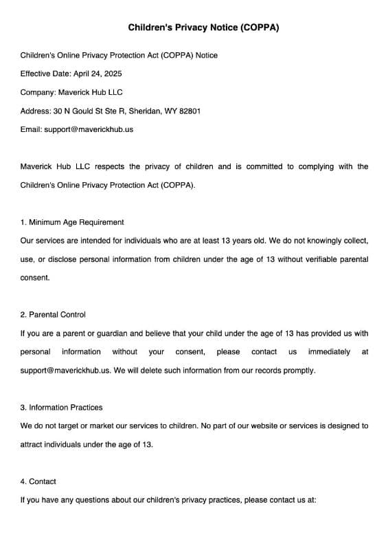 Children's Privacy Notice (COPPA)